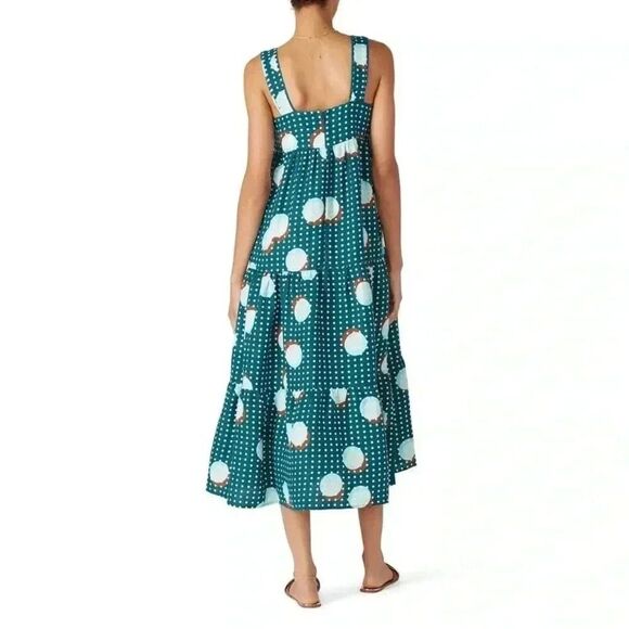 Hunter Bell Teal Polka Dot Midi Dress - Picture 3 of 15